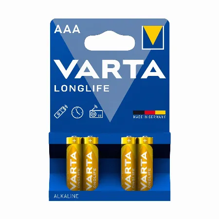 Baterii alcaline VARTA Longlife AAA LR03, set de 4 buc.