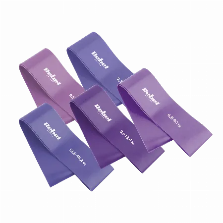Set 5 benzi elastice din latex Mini Band L, 2,3-18,2 kg, Rebel Active