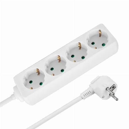 Prelungitor 4 prize fara intrerupator 3 m 3x1,5 mm Rebel alb