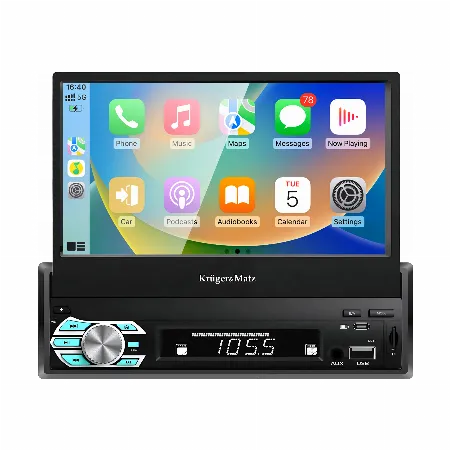 Radio auto Krüger&Matz KM2018 1 DIN, ecran extensibil 7 inch, CarPlay si Android Auto