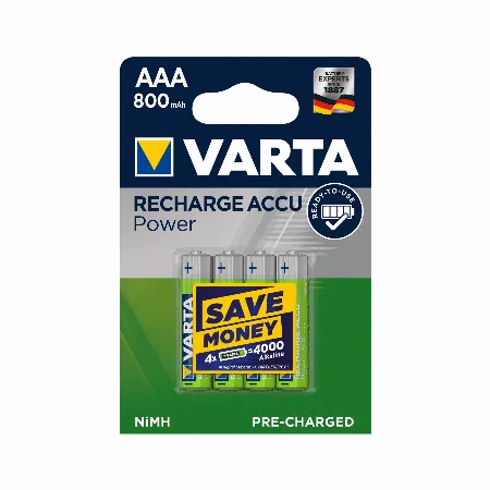 Acumulatori AAA 800 mAh VARTA Recharge Accu Power, blister 4 buc.