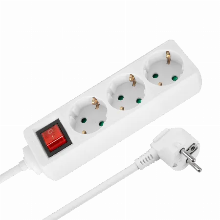 Prelungitor 3 prize cu intrerupator, cablu 5 m, 3x1,5 mm2, alb Rebel