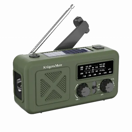 Radio solar de urgenta Kruger&Matz KM0835, cu powerbank 2000 mAh, lanterna si dinamo