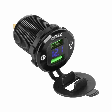 Incarcator auto 2xUSB cu Quick Charge si voltmetru