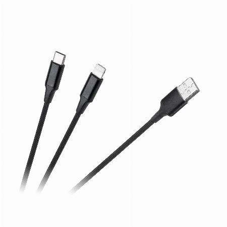 Cablu USB A - USB C / Lightning 2 in 1, 1 m