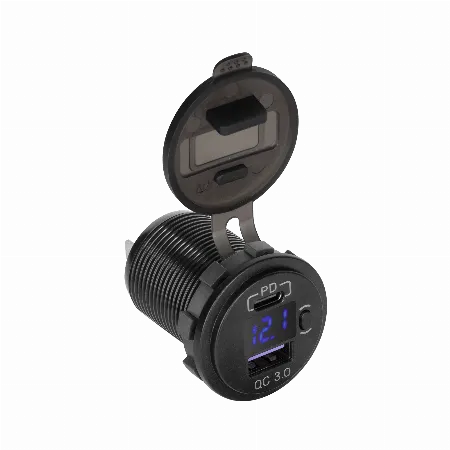 Incarcator auto de montaj cu USB, USB tip C PD si voltmetru 48W