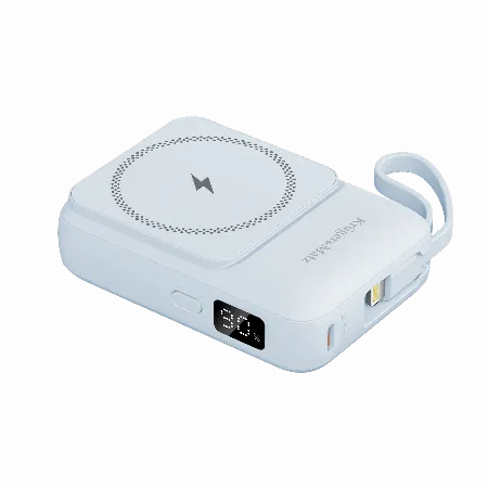 Power bank inductiv Kruger&Matz 10000 mAh magnetic cu cablu integrat, albastru
