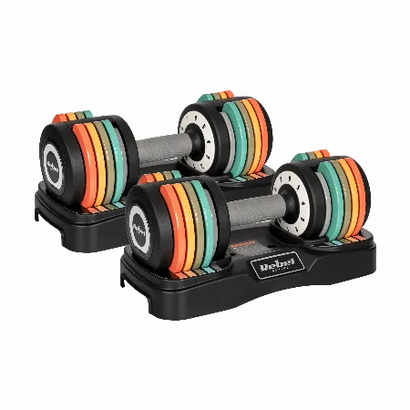 Gantere reglabile din fonta, set 2 x 10 kg, pas 1 kg, Rebel Active