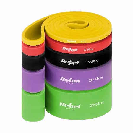 Set 5 gume de antrenament TPE Power Band 4-55 kg Rebel Active
