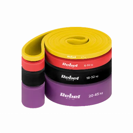 Set 4 benzi elastice din latex Rebel Active Power Band, 4-45 kg