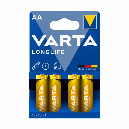 Baterii alcaline AA LR6 VARTA Longlife, blister 4 buc