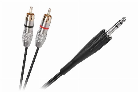 Cablu jack 6.3 mm stereo - 2 x RCA tata, 3 m