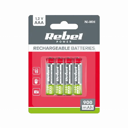 Akumulatorki Rebel AAA R3 900 mAh Ni-MH, blister 4 buc.