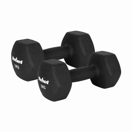 Gantere din fonta cu acoperire din neopren HEX 2x9 kg REBEL ACTIVE