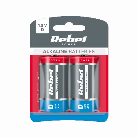Baterii alcaline Rebel LR20 D 1,5 V, blister 2 buc.