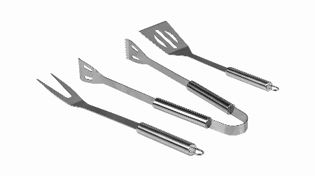 Set ustensile gratar Teesa, otel inoxidabil, 3 piese