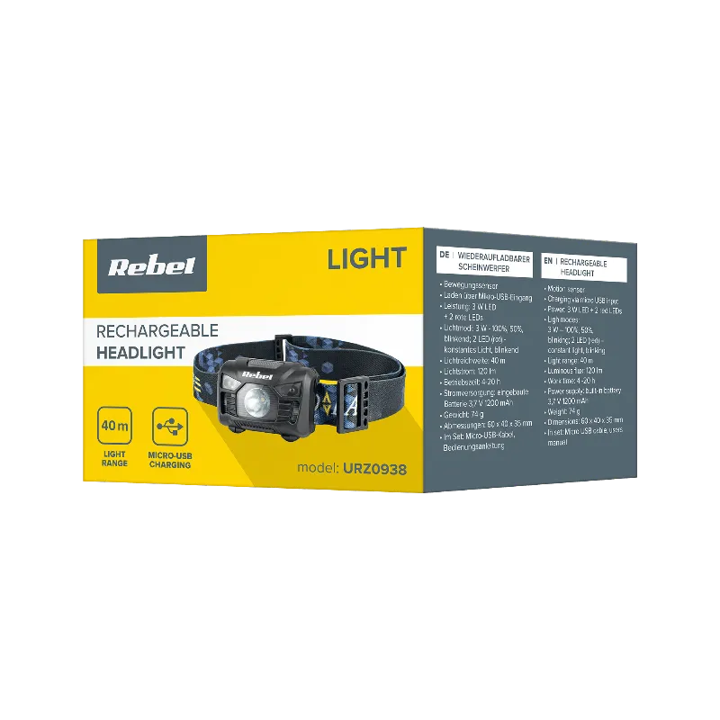 Lanterna Frontala LED 3W Accu 120LM Rebel
