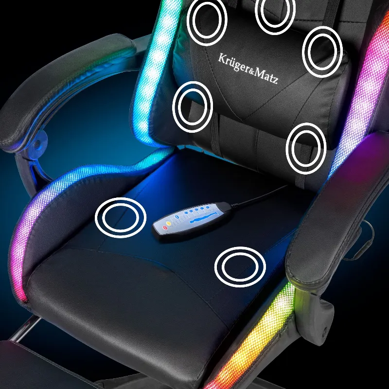 Scaun Gaming Gx-150 Negru LED Masaj Kruger Matz