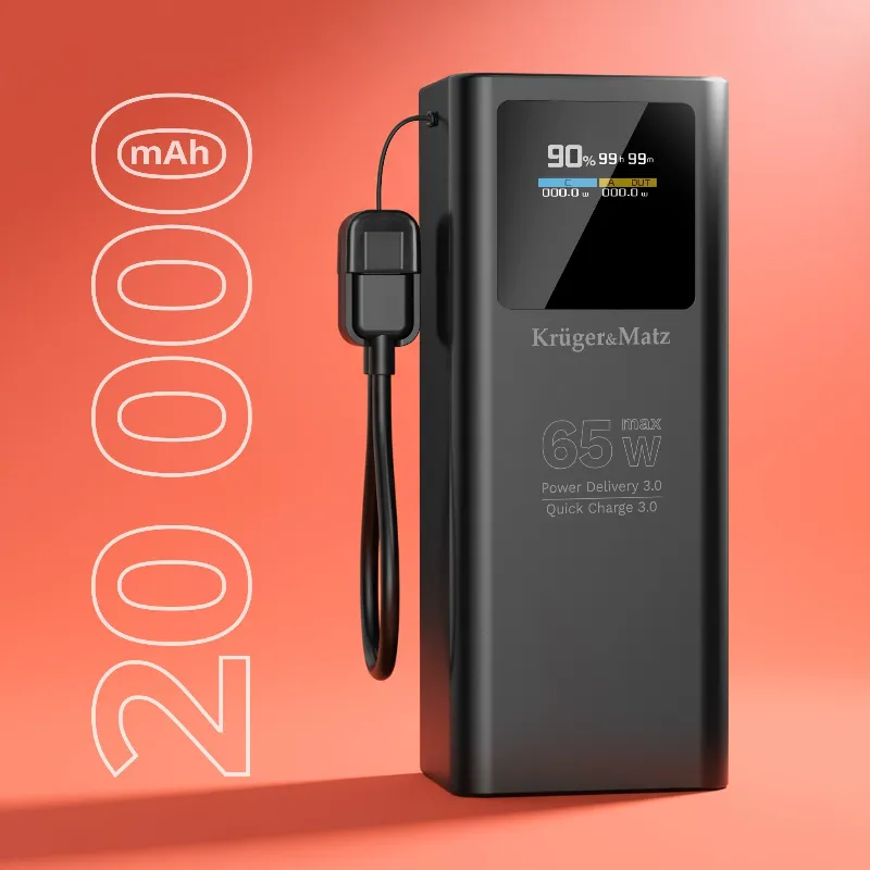 Power Bank 20000 MAH Li-Ion 65W QC PD Kruger Matz