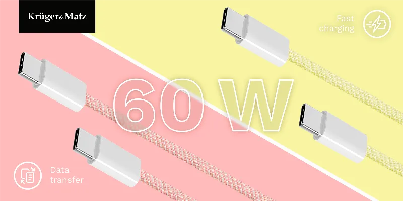 Cablu USB tip C - USB tip C 60 W 1,5 m galben Kruger&Matz