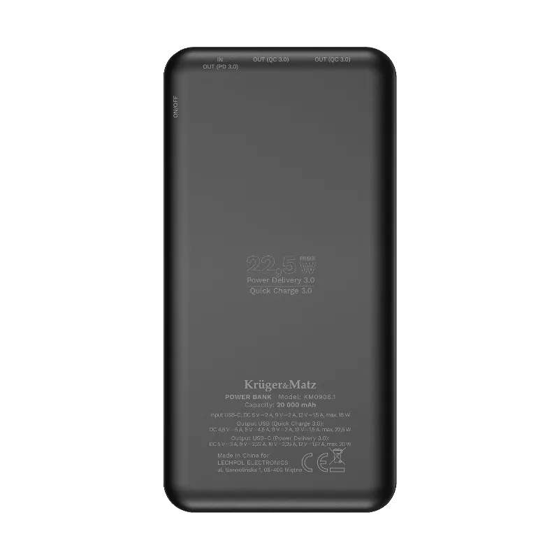 Power Bank 20000MAH Li-Pol QC 3.0 PD 3.0 Kruger Matz