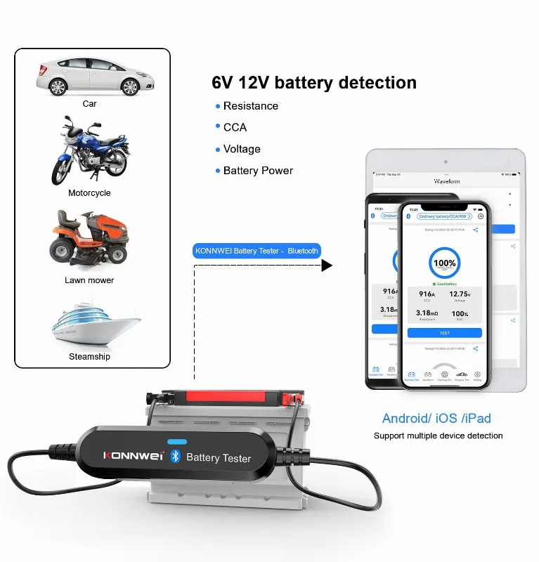 Tester Baterie cu Bluetooth BK100 Konnwei