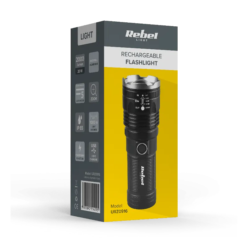 Lanterna Aluminiu LED 20W 4.2V 4500MAH 2000LM Rebel