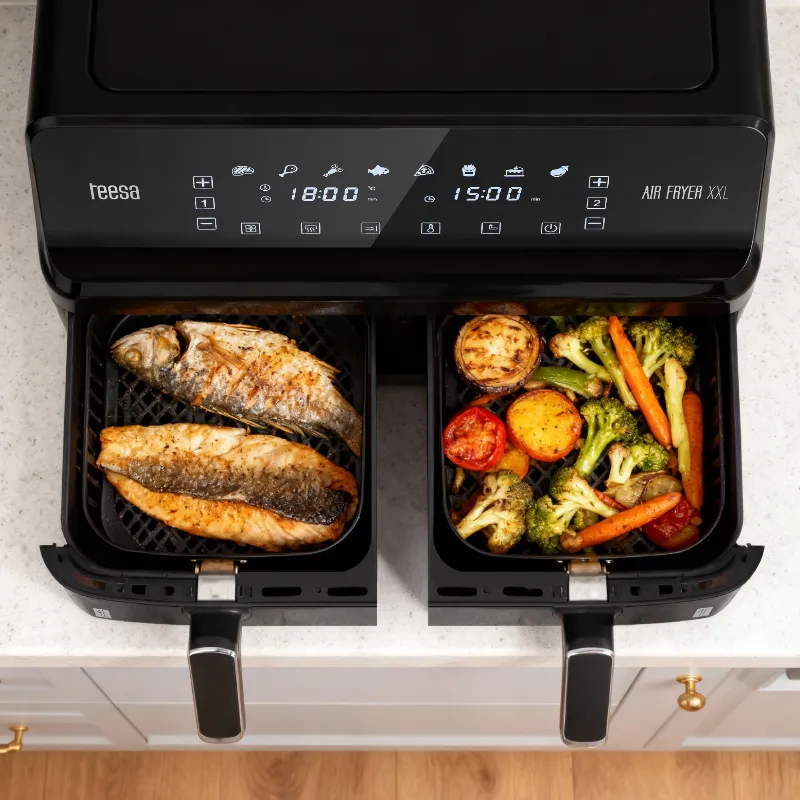 Friteuza Dubla Airfryer 8L 2700W Teesa Air Fryer Dual
