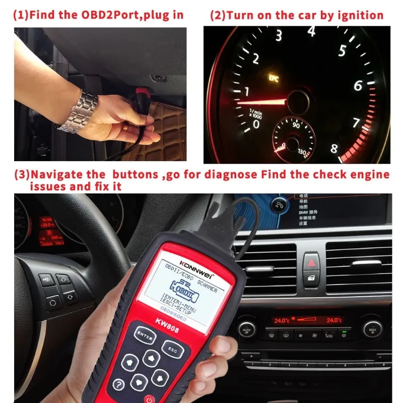 Multimetru Diagnoza Auto OBD2 KW808 Konnwei