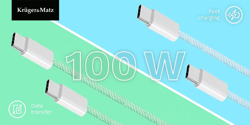 Cablu USB tip C - USB tip C 100 W 1,5 m albastru Kruger&Matz KM1272