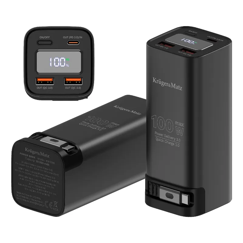 Power Bank 20000 MAH Li-Ion 100W QC PD Kruger Matz