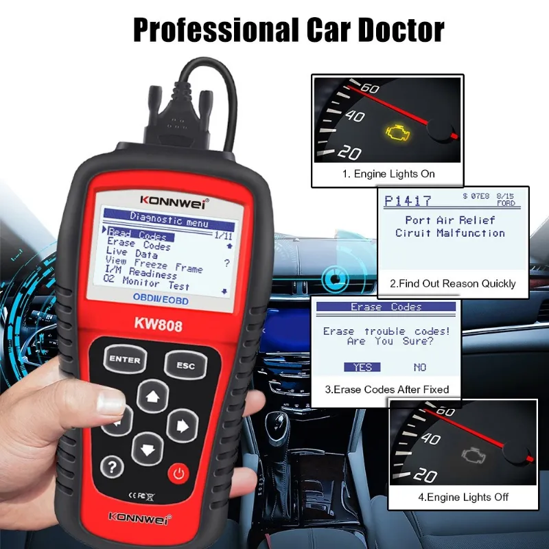 Multimetru Diagnoza Auto OBD2 KW808 Konnwei