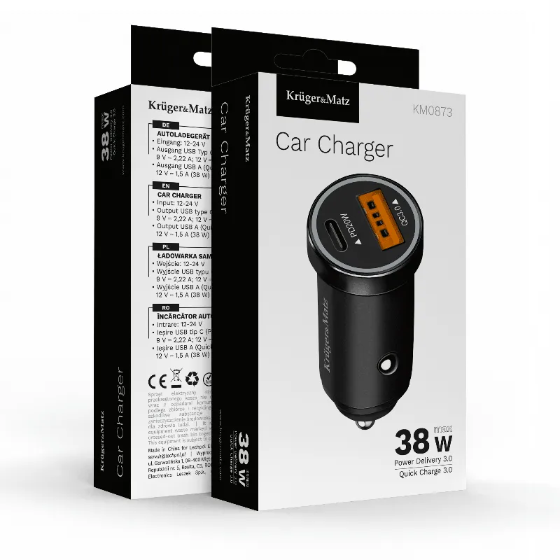 Incarcator Auto USB-A / Type C QC PD 38W Kruger Matz