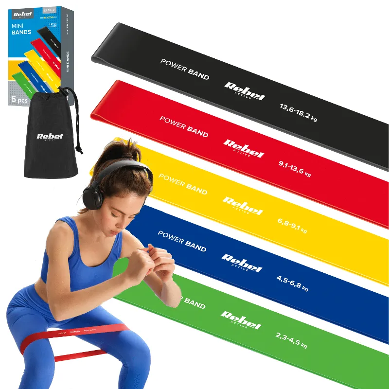 Set 5 Benzi Elastice Latex Mini Band 2-18KG Rebel Activ