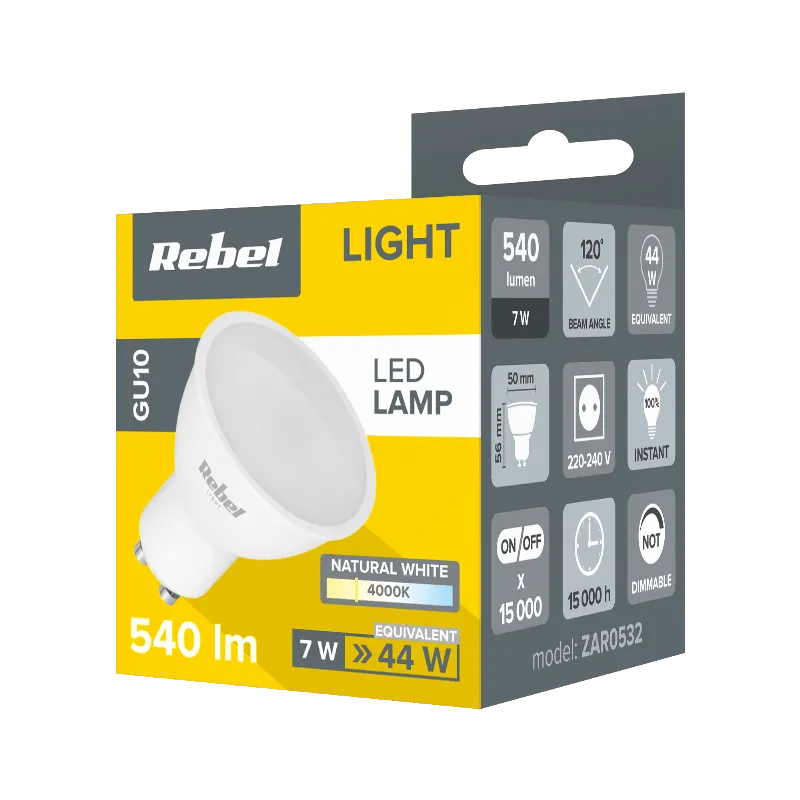 Bec LED GU10 7W 4000K 230V Rebel
