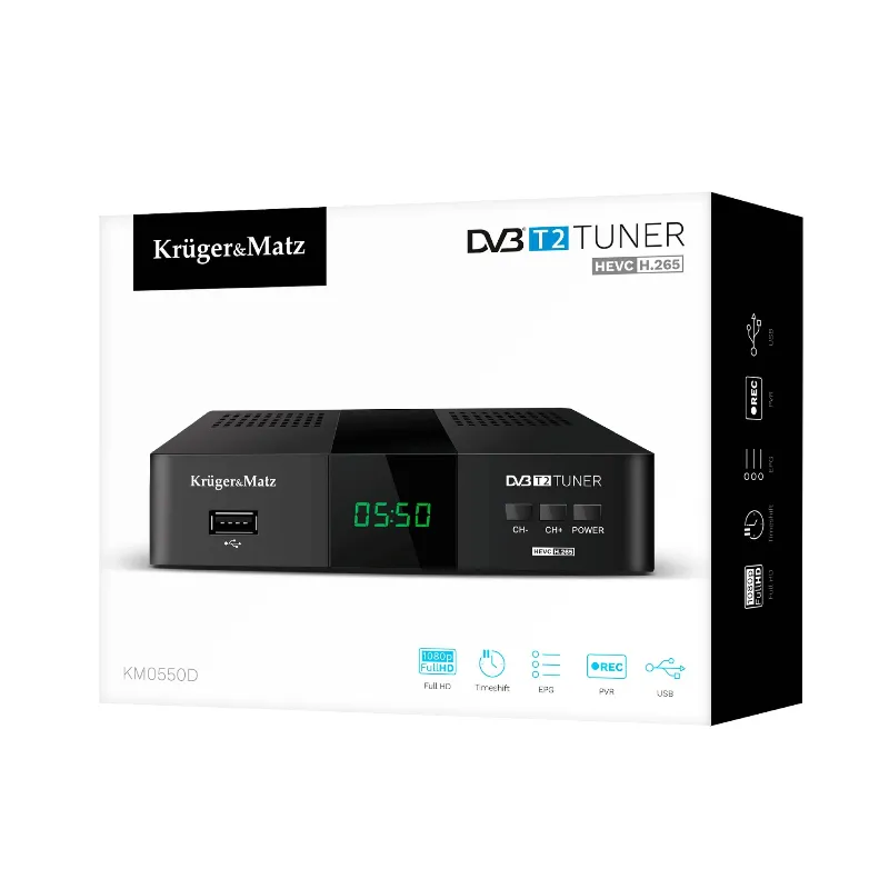Tuner DVB-T2 H.265 HEVC Kruger Matz