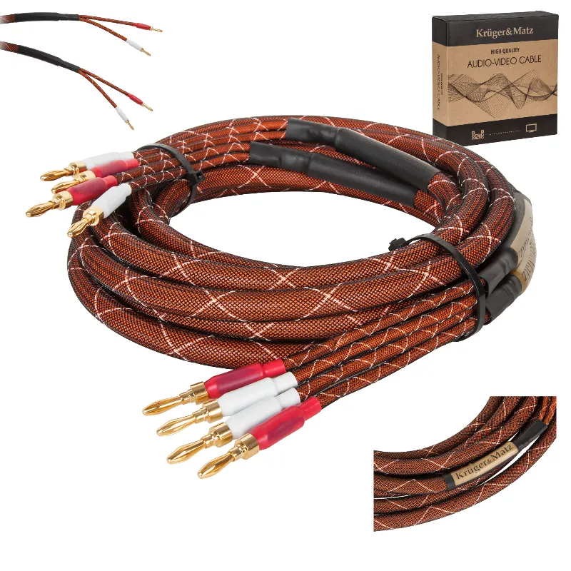 Set Cablu Difuzor Mufe Banana X2 Cupru 15AWG 5M K M