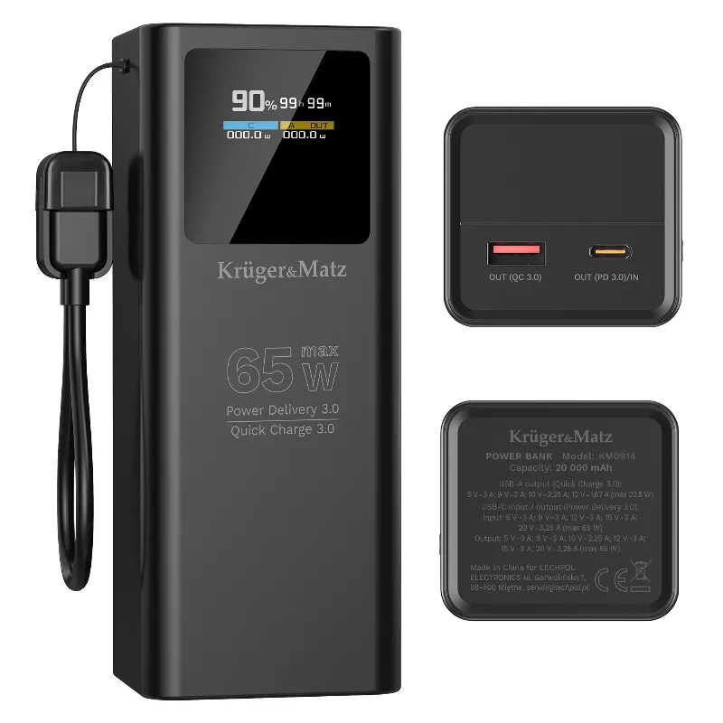Power Bank 20000 MAH Li-Ion 65W QC PD Kruger Matz