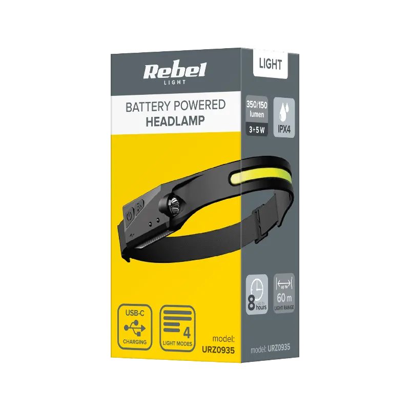 Lanterna Frontala LED 3W + COB 5W IPX4 Rebel