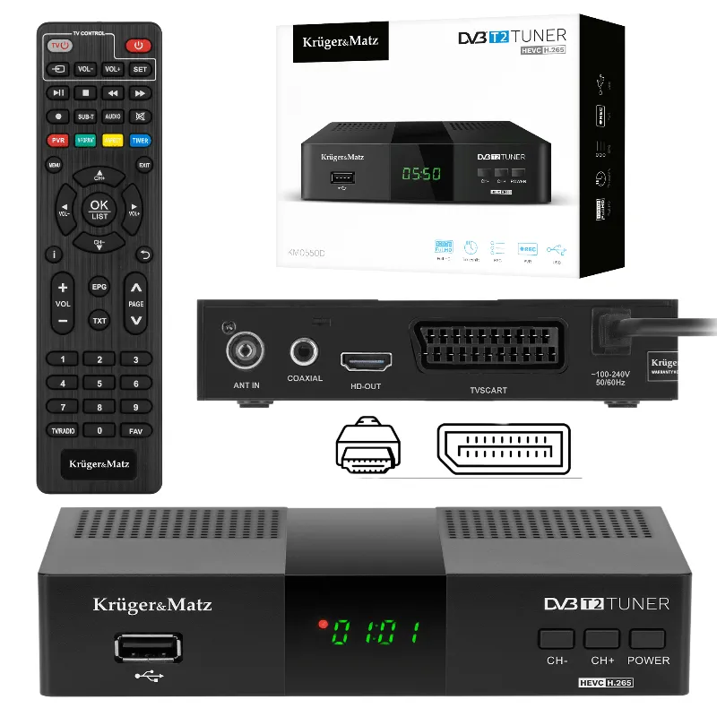 Tuner DVB-T2 H.265 HEVC Kruger Matz