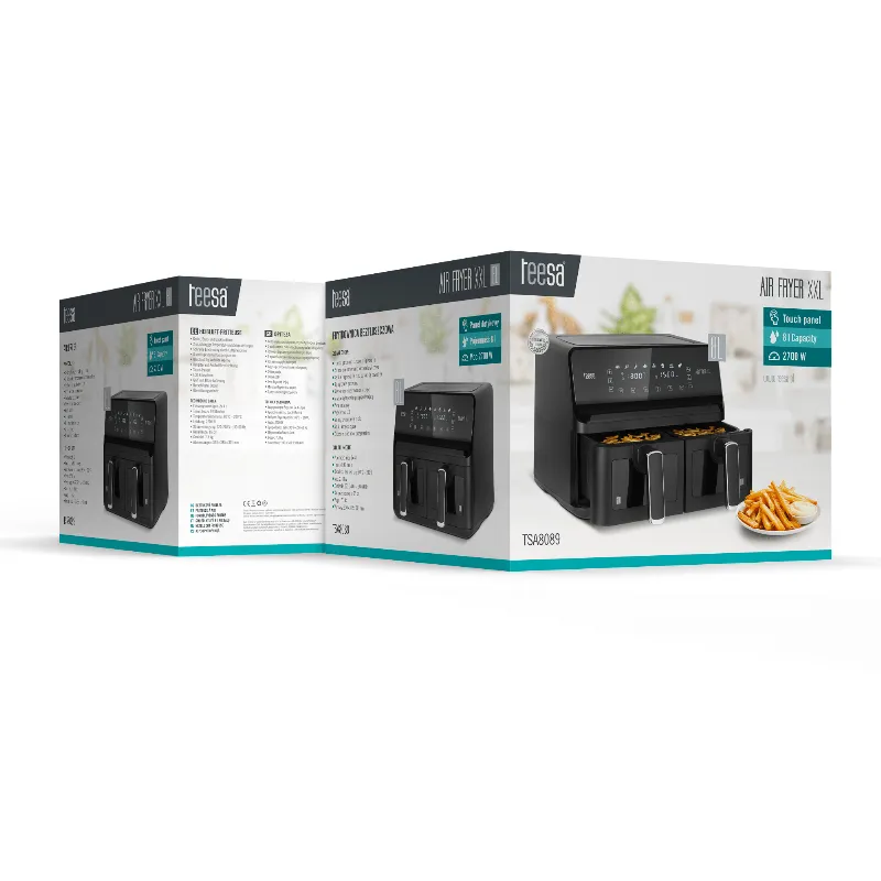 Friteuza Dubla Airfryer 8L 2700W Teesa Air Fryer Dual