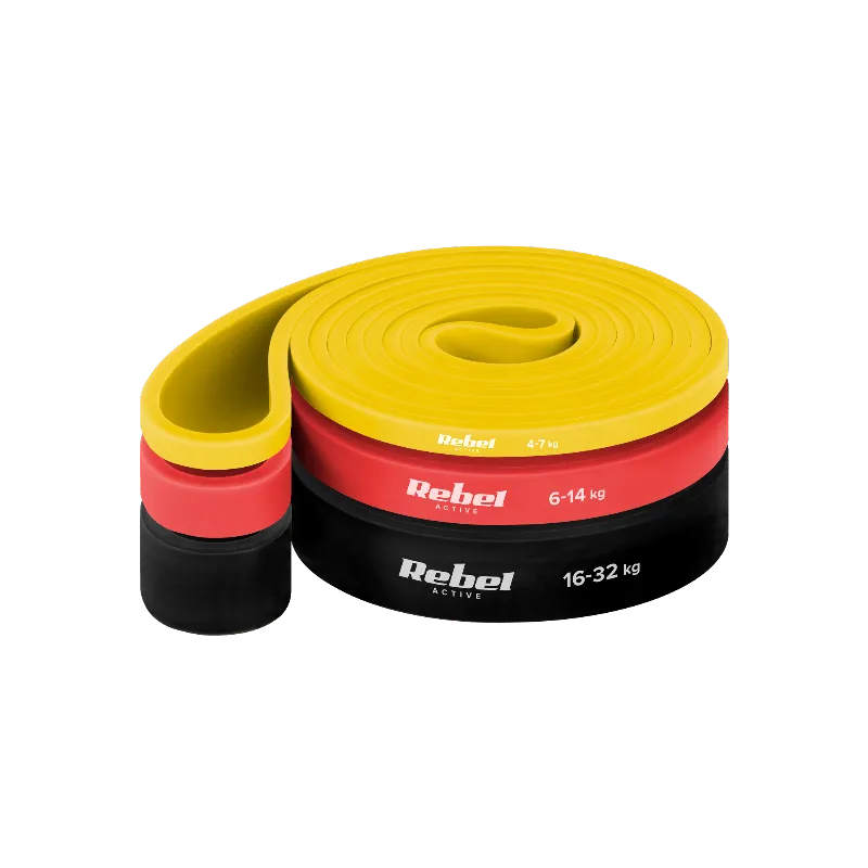 Set 3 Benzi Elastice Latex Power Band 4-32KG Rebelactiv