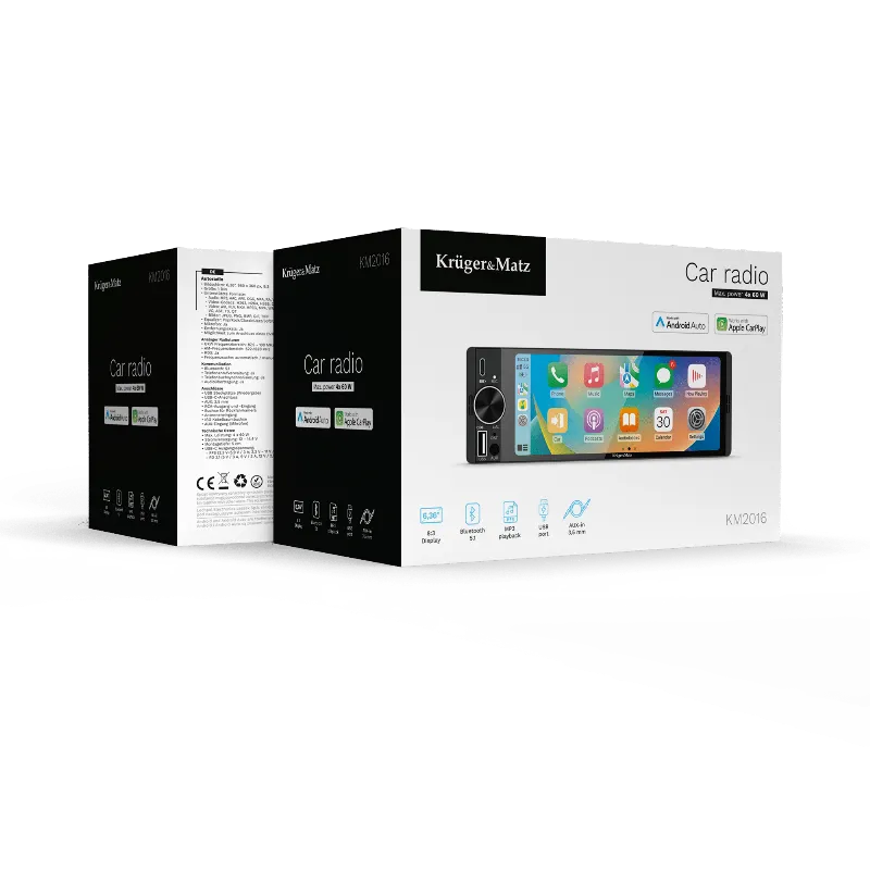 Player Auto 1 din 4X60W Carplay Androidauto Kruger Matz