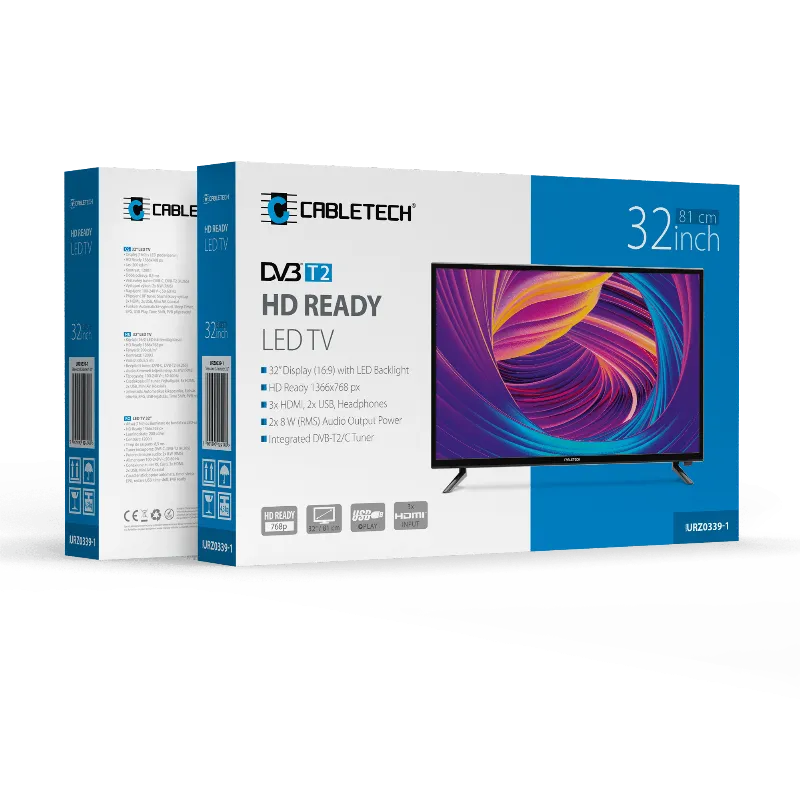 TV HD 32 Inch 81CM H.265 HEVC Cabletech
