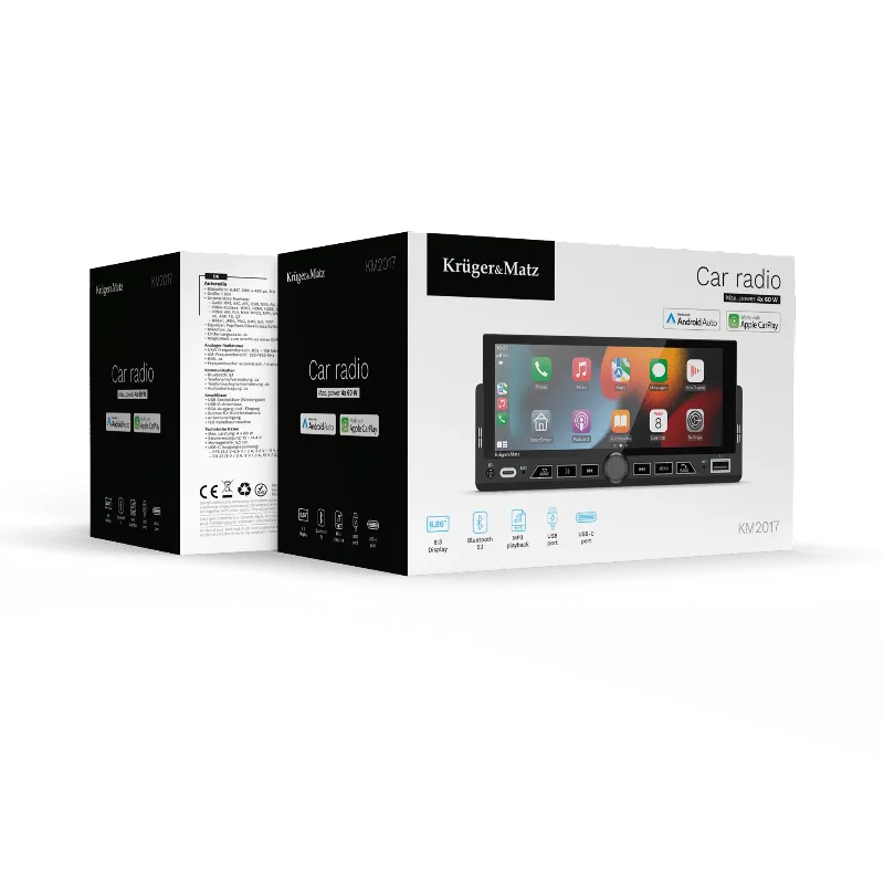 Player Auto 1 din 4X60W Carplay Androidauto Kruger Matz
