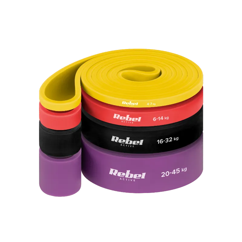 Set 4 Benzi Elastice Latex Power Band 4-32KG Rebelactiv
