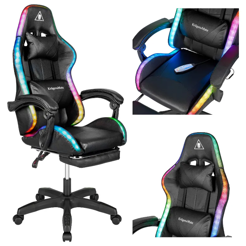 Scaun Gaming Gx-150 Negru LED Masaj Kruger Matz