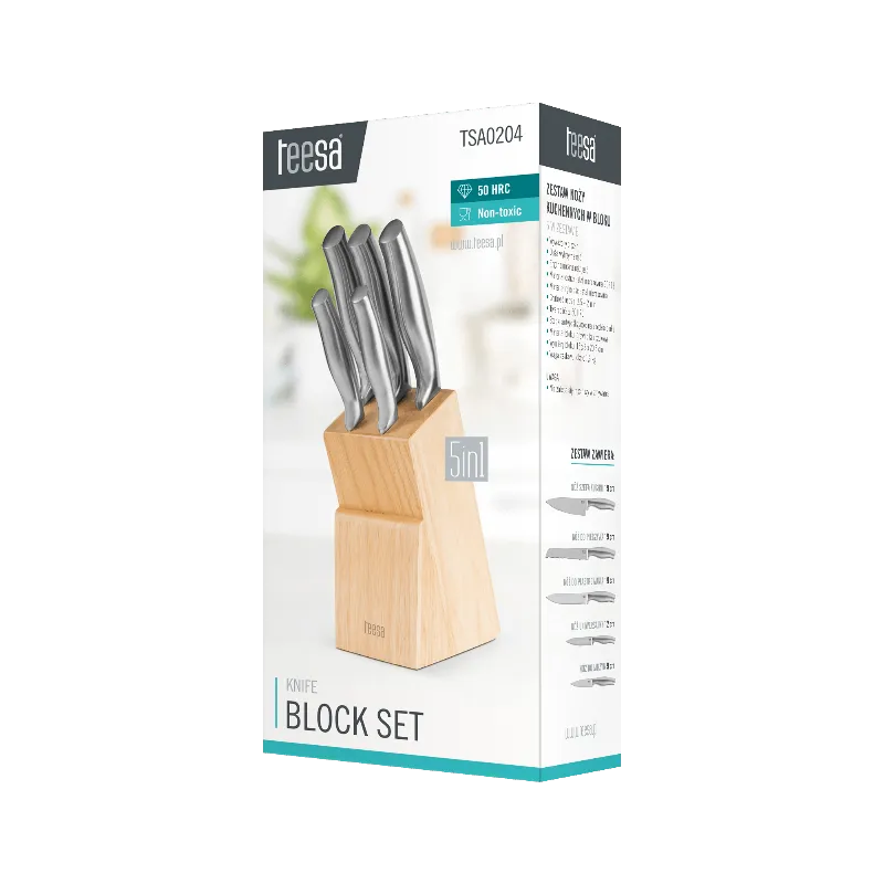 Set 5 Cutite in Bloc Lemn Teesa