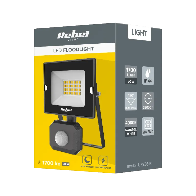 Reflector 20W cu Senzor de Miscare 4000K 230V Rebel