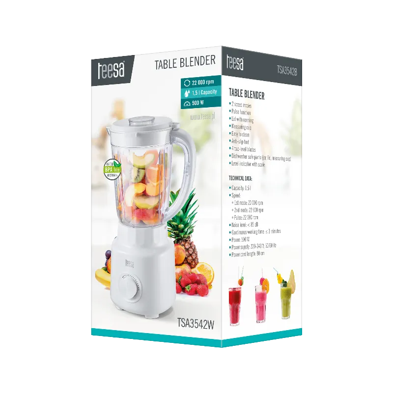 Blender Masa 500W 1.5L Alb Teesa